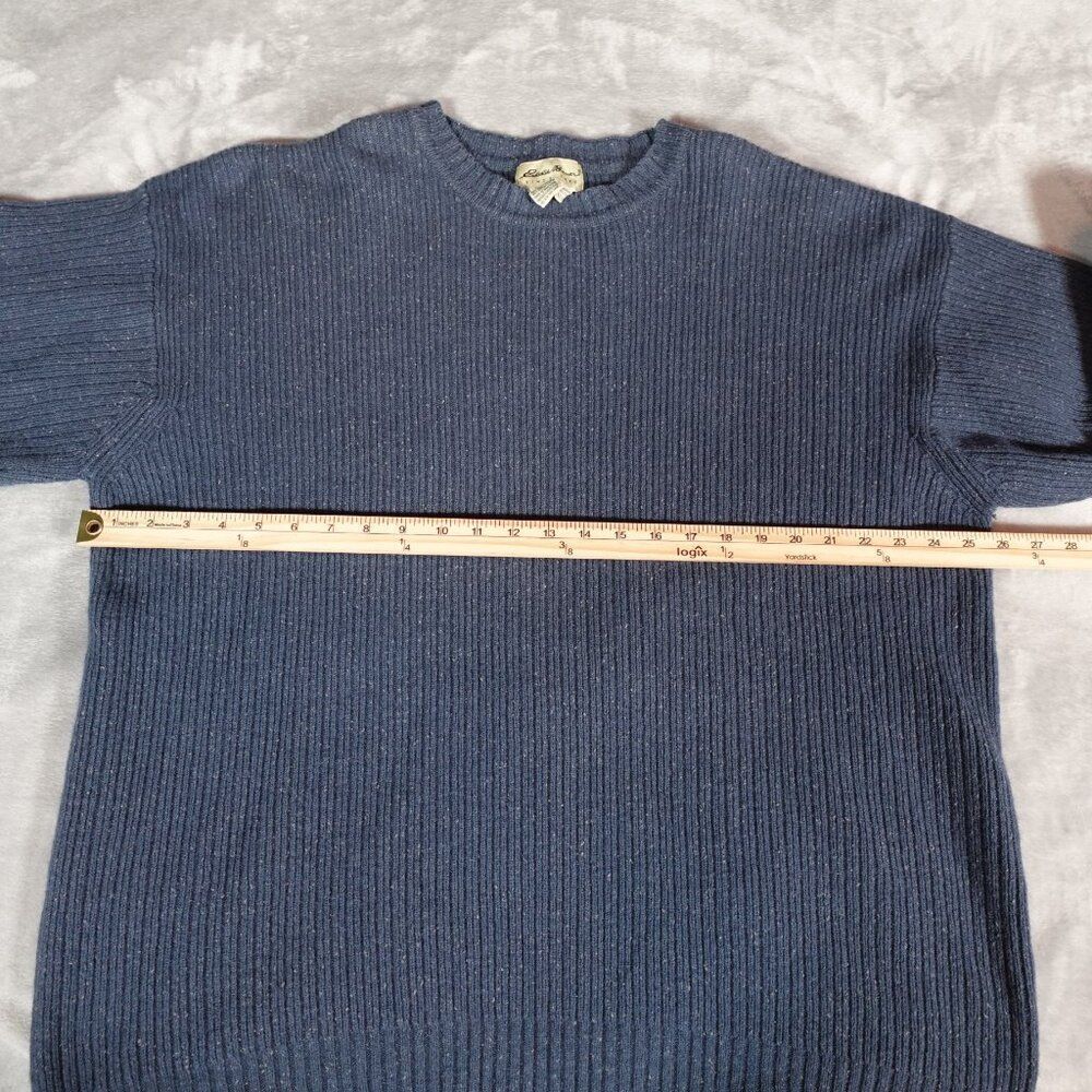 Eddie Bauer Wool Blend Knit Sweater Mens 2XL Tall Grandpa Style Teal Blue - Picture 5 of 7